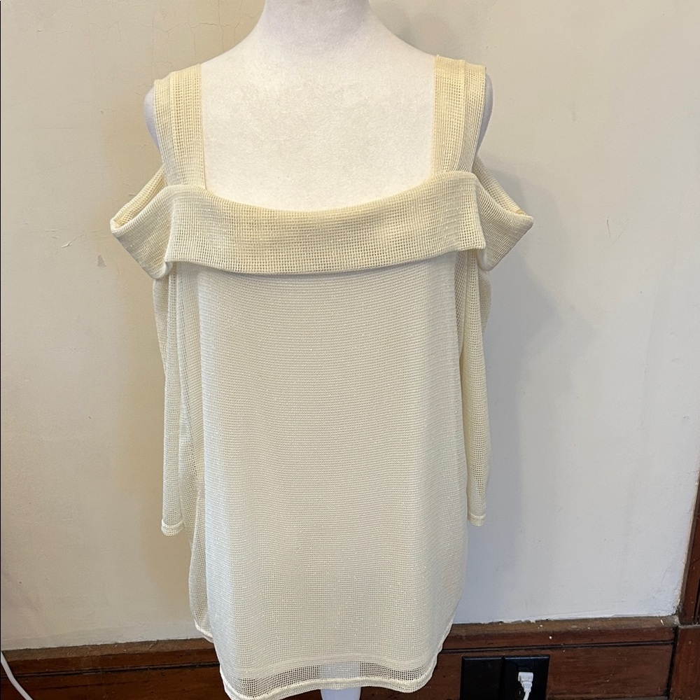 Peck & Peck Elegant Cream Off-Shoulder blouse Size 1X New